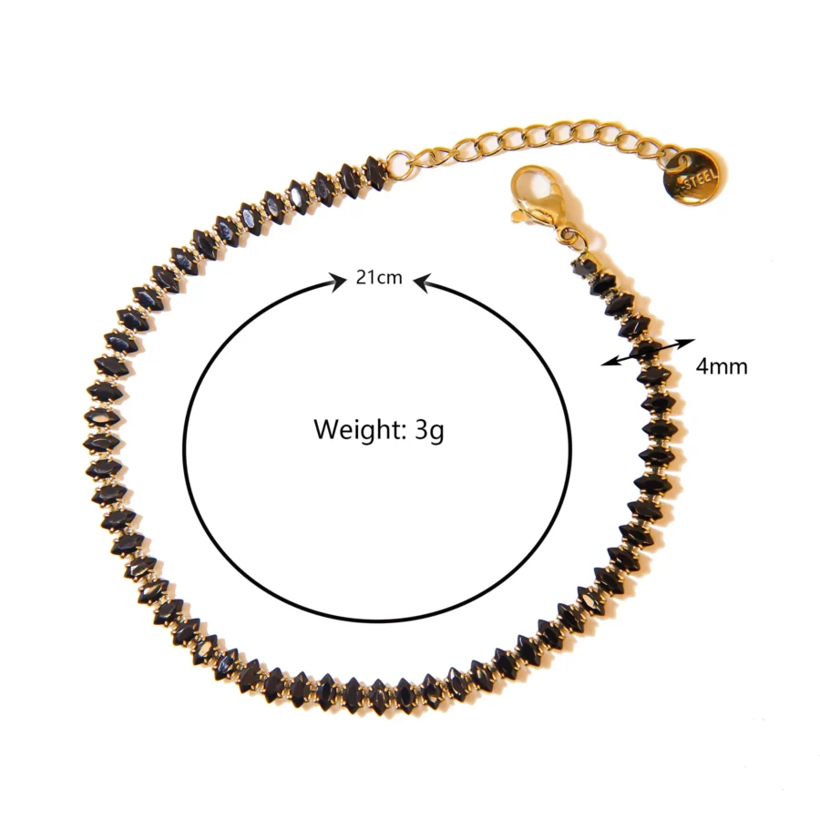 Gold Black Zircon Bracelet (4mm)