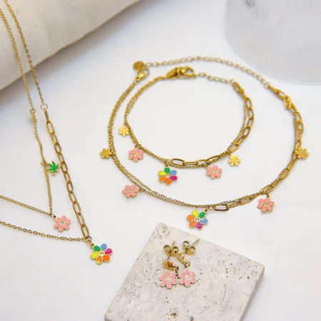 Colorful floral jewelry set