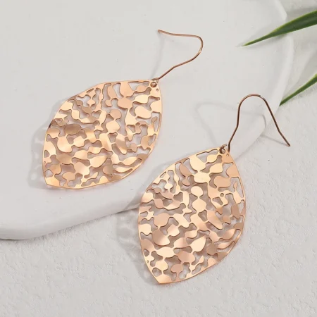 rose gold earrings leaf 3 4