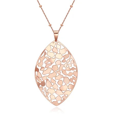 rose gold leaf pendant necklace 1