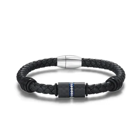 Fashion men's carbon fiber bracelet cowhide bracelet (5)