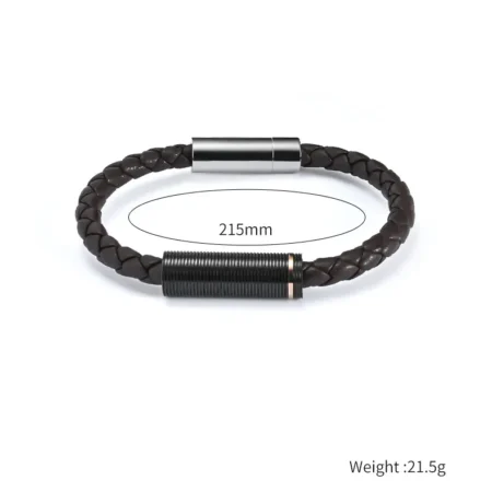 Men's genuine leather bracelet, stainless steel coil transfer bracelet, stainless steel magnetic clasp (2)