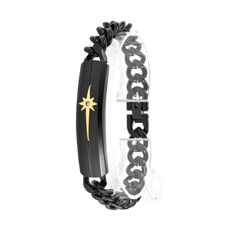 Titanium steel Cuban bracelet European and American gold six pointed star bracelet star retro bracelet (1)