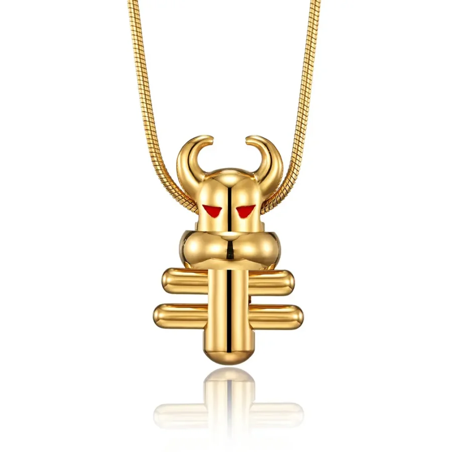 Titanium steel bull head pendant (1)